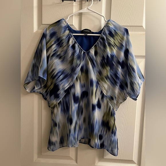 JONES WEAR~ABSTRACT BLUE BLOUSE~12 - Picture 7 of 7